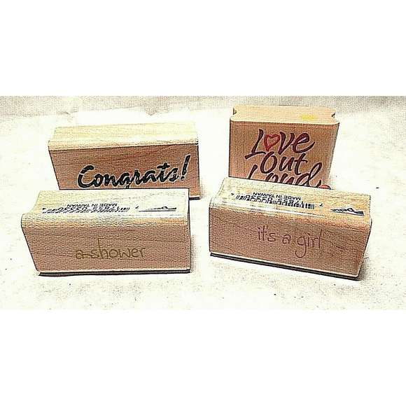 Rubber Stampede It's a Girl Announcement Stamps Collection Lot of 4 - Picture 1 of 4
